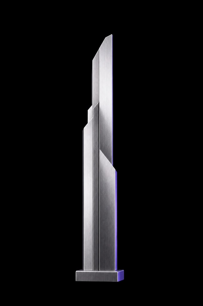 Silver architectural monolith
